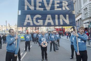     Veterans for Peace marching in Whitehall on Remembrance Sunday. Photo: Guy Smallman  